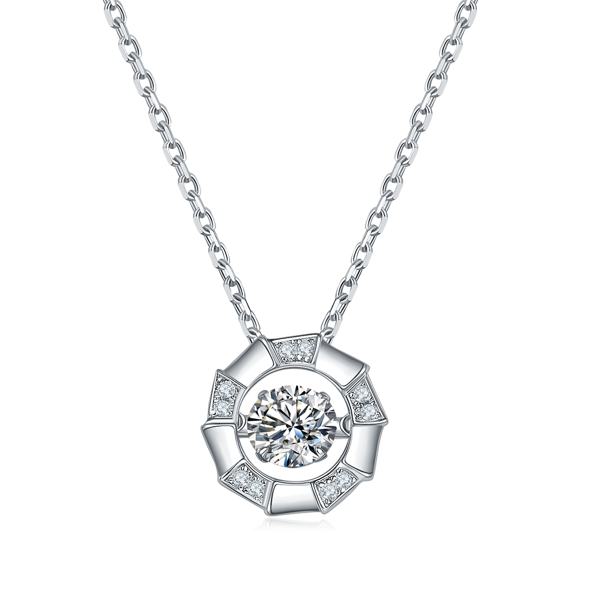 Dynamic Medusa S925 Silver Plated Platinum Moissanite Necklace 50 Points D-Class